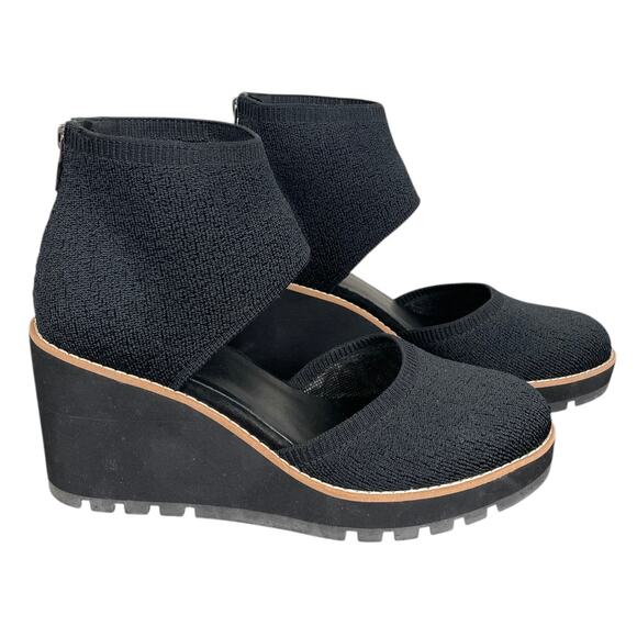 Eileen Fisher Alec Wedge Pump Shoes In Midnight Black Size 9.5 - Picture 2 of 10